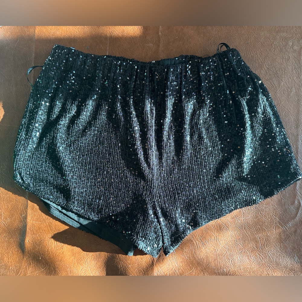 Sequin Shorts in Black